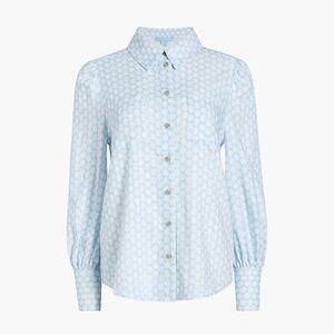 Hill House Home The Dorothea Top - Powder Blue Baroque Shell Linen Size SPowder